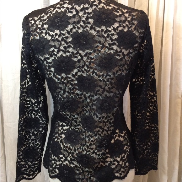 VTG AGB Black Lace Long Sleeve Work Date USA - Picture 2 of 4